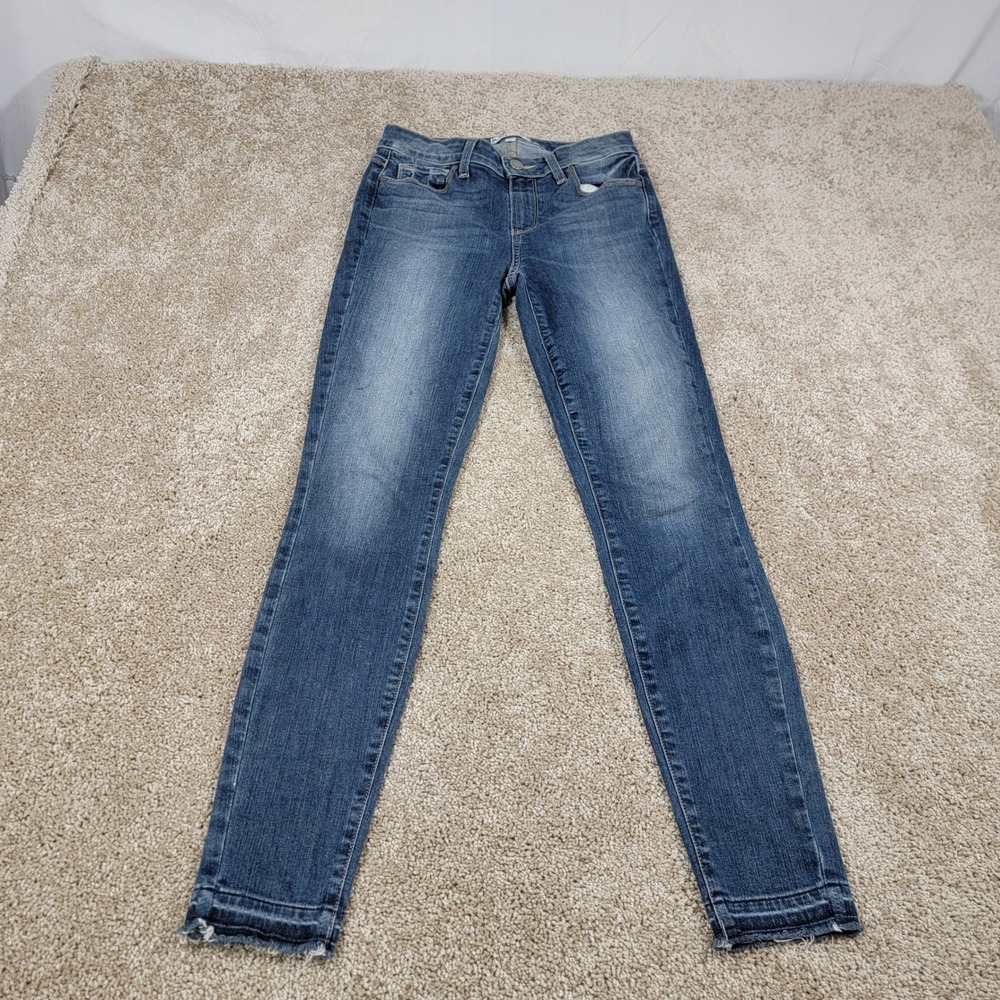 Paige Denim Roxxi Crop Jeans‎ Frayed Hem Dark Wash Stretch Women's Size 27 Read